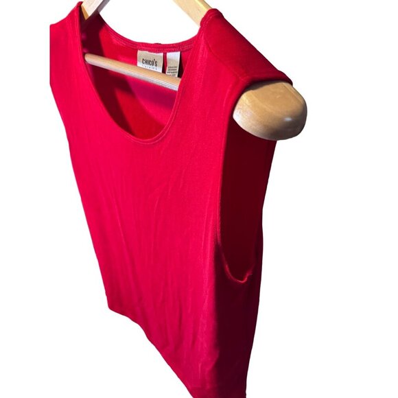 Chico's Travelers Red Scoop Neck Sleeveless Tank Top Sz L - Picture 3 of 7